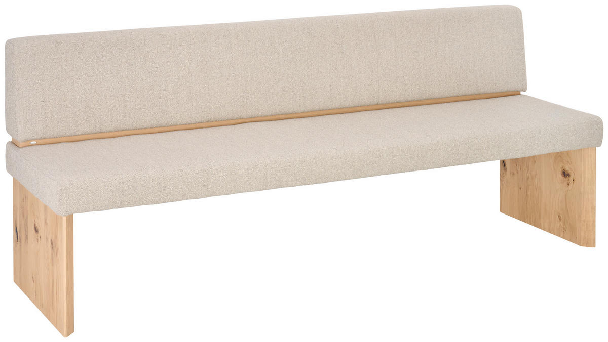 SITZBANK 205/84/60 cm Mikrofaser Naturfarben, Wildeiche Wildeiche massiv  - Wildeiche/Naturfarben, Natur, Holz/Textil (205/84/60cm) - Voglauer