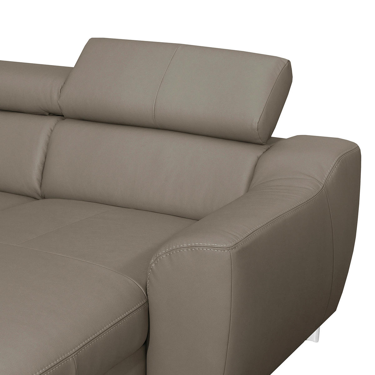 ECKSOFA in Lederlook Echtleder Taupe  - Taupe/Chromfarben, Design, Leder/Textil (176/242cm) - Livetastic