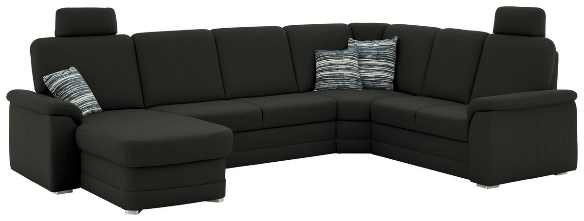 WOHNLANDSCHAFT  in Chenille Anthrazit  - Anthrazit/Alufarben, KONVENTIONELL, Holz/Textil (160/329/235cm) - Beldomo Comfort