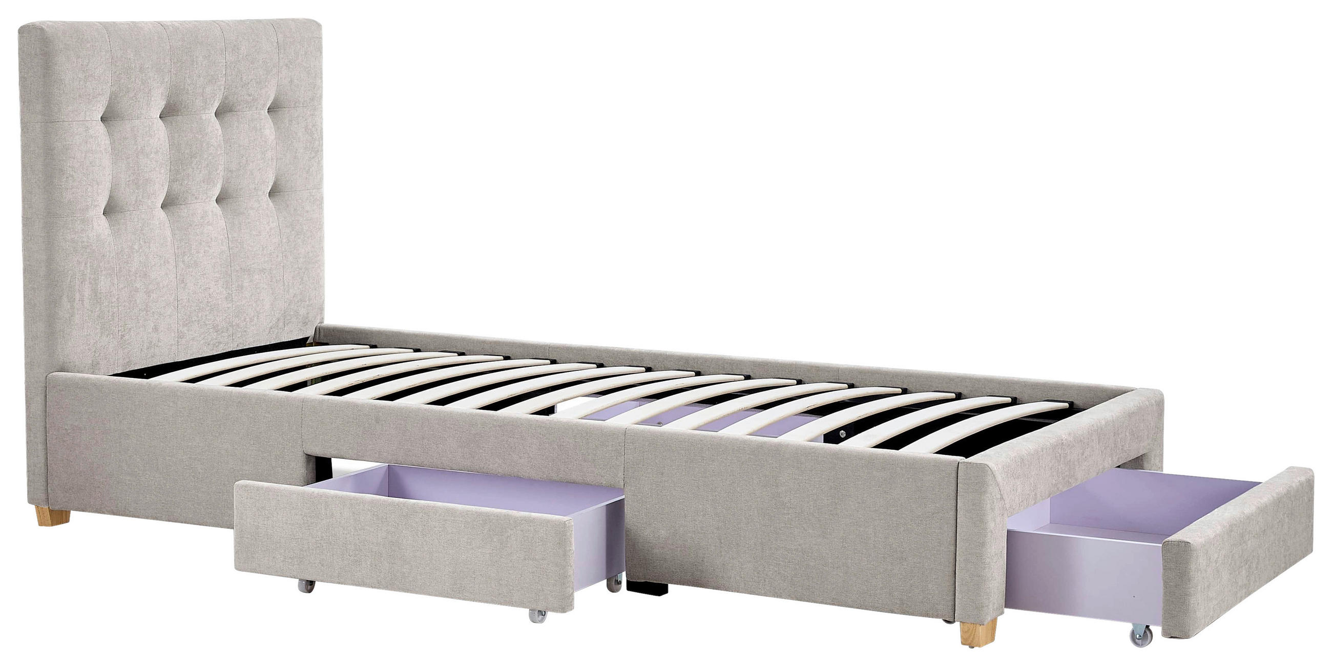 POLSTERBETT 90/200 cm, inkl. gepolstertes Kopfteil, Lattenrost, Bettschubladen,  in Beige  - Beige/Naturfarben, Design, Holz/Textil (90/200cm) - Boxxx