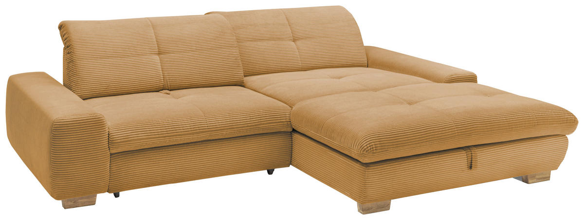 ECKSOFA Honig Cord  - Eichefarben/Honig, Design, Holz/Textil (276/198cm) - SetOne by Musterring