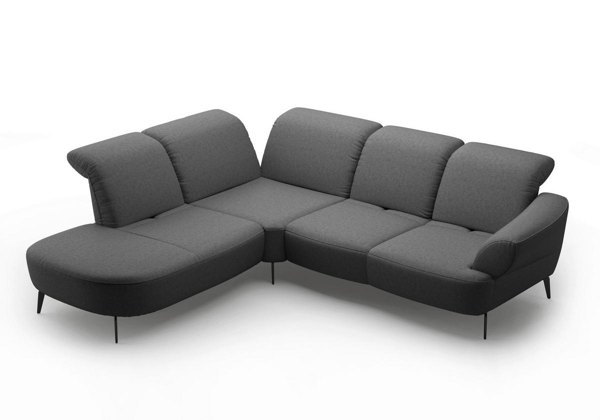 ECKSOFA in Flachgewebe Dunkelgrau  - Dunkelgrau/Schwarz, Modern, Textil/Metall (270/302cm) - Sit & More