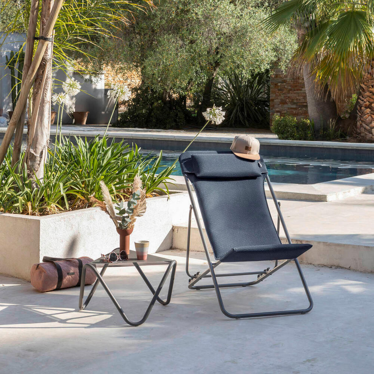 STRANDSTUHL Stahl Dunkelgrau  - Dunkelgrau, Basics, Kunststoff/Textil (62/91/76cm) - Lafuma Mobilier