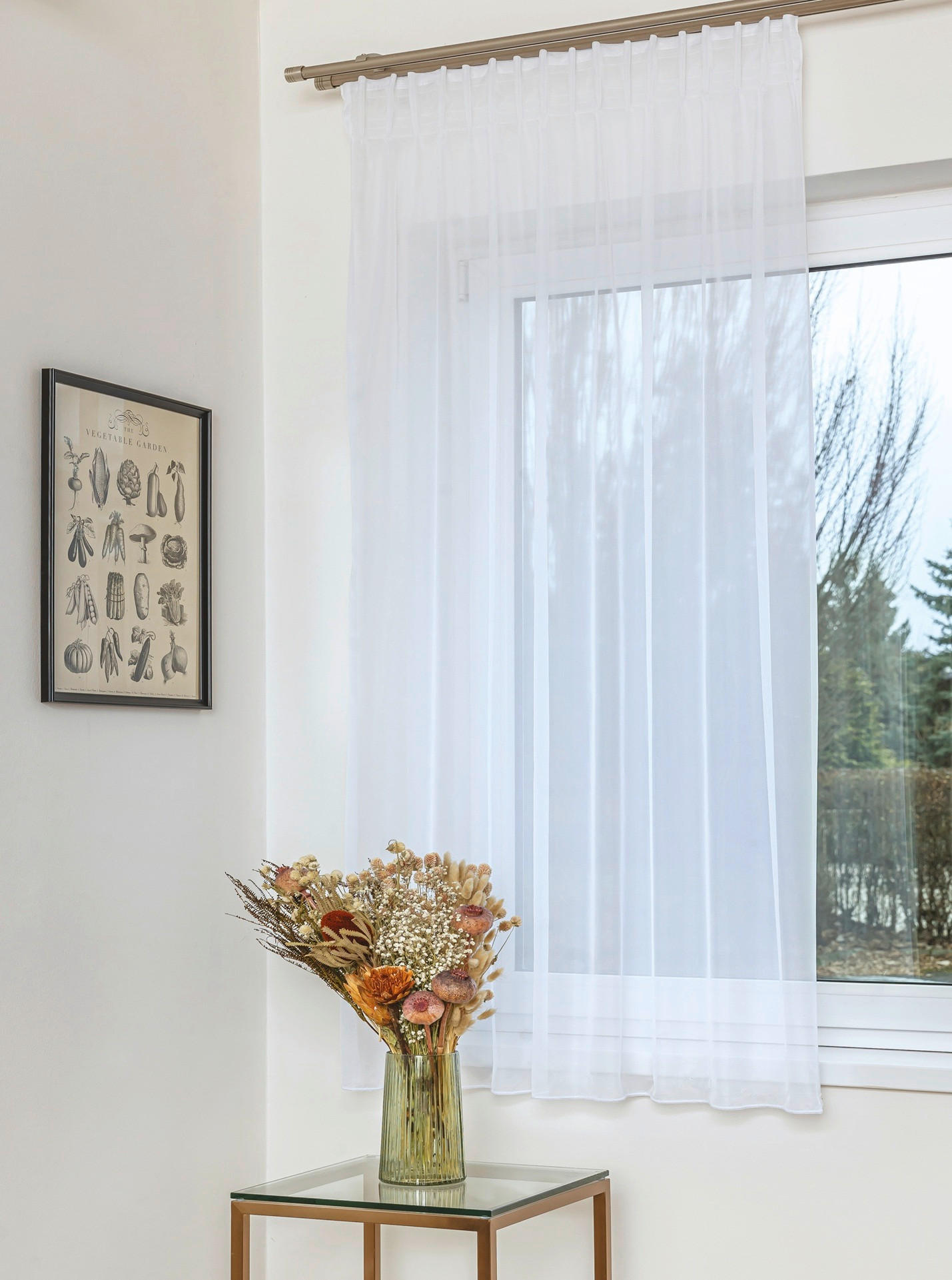 KÉSZFÜGGÖNY áttetsző  - fehér, Basics, textil (140/175cm)