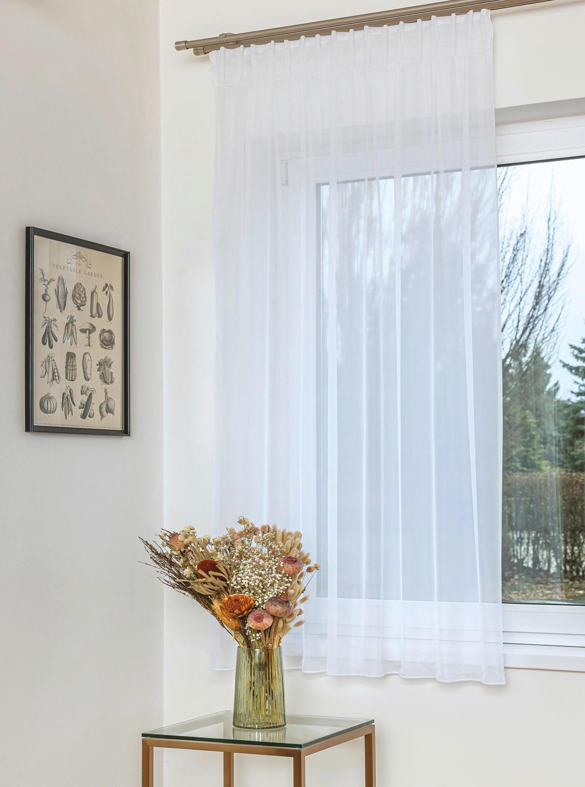 KÉSZFÜGGÖNY áttetsző  - fehér, Basics, textil (140/175cm)