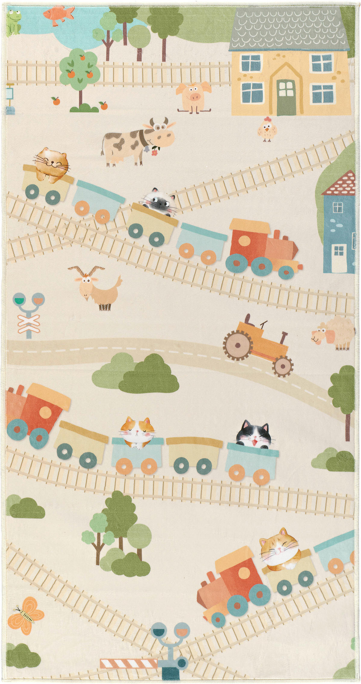 KINDERTEPPICH Living Verovia 80/150 cm  in Creme, Koralle, Salbeigrün  - Koralle/Salbeigrün, Trend, Kunststoff/Textil (80/150cm) - Lindorug
