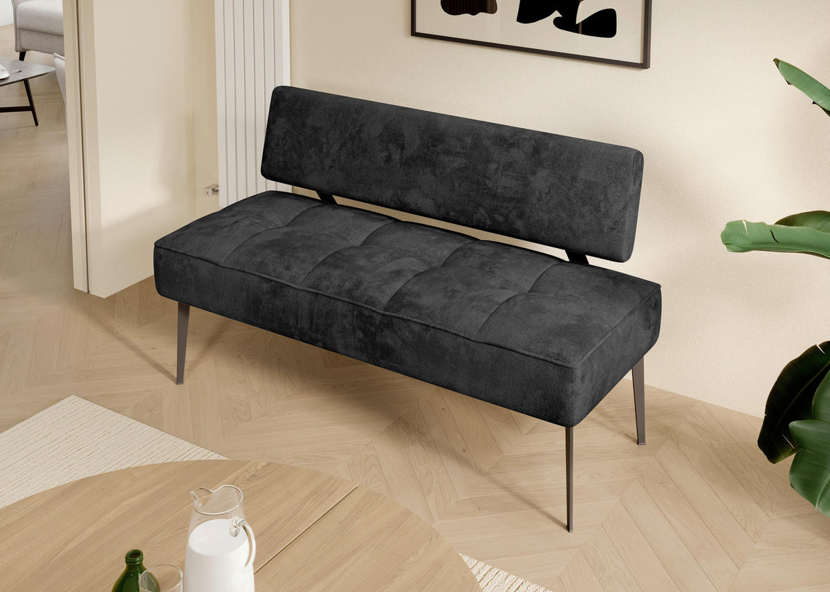 SITZBANK - Schwarz, MODERN, Textil/Metall (162/90/65cm) - Welnova