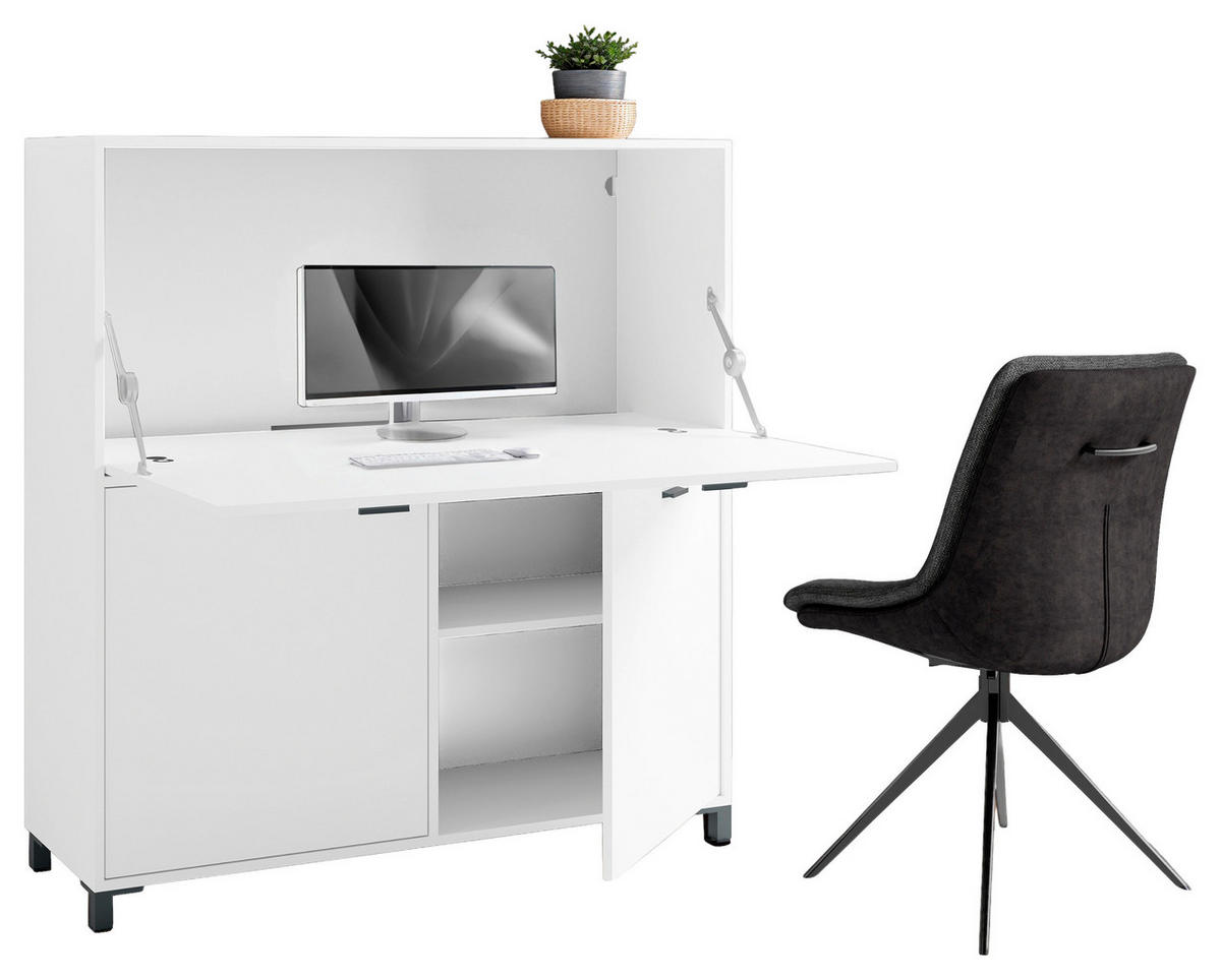 SEKRETÄR  in Schwarz, Weiß  - Schwarz/Weiß, Design, Holzwerkstoff/Kunststoff (120/127/40cm) - MID.YOU