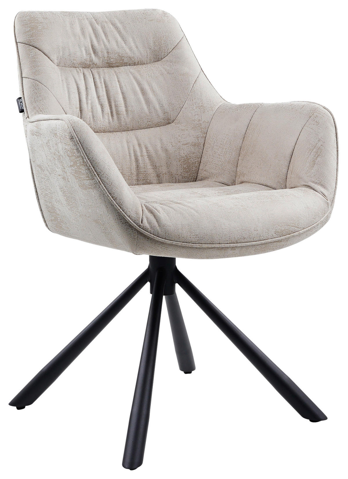 ARMLEHNSTUHL  , Stoffauswahl, Typenauswahl, Sitzfläche 360° drehbar  , Struktur  ,  - Beige/Schwarz, Design, Textil/Metall (62/83,5/63cm) - Hom`in