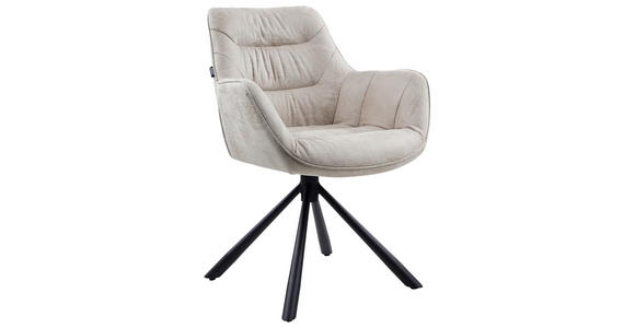 ARMLEHNSTUHL  Stoffauswahl, Typenauswahl, Sitzfläche 360° drehbar Struktur  - Beige/Schwarz, Design, Textil/Metall (62/83,5/63cm) - Hom`in