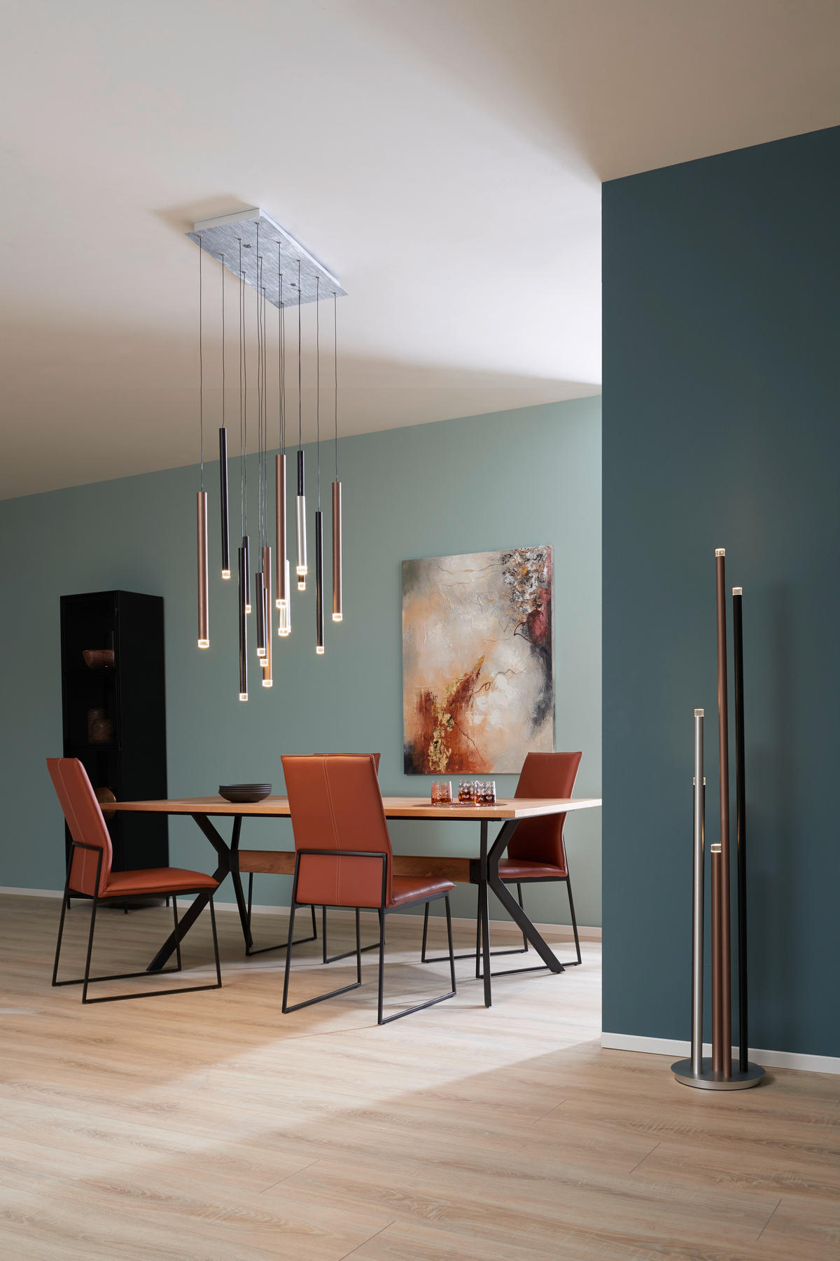 LED-HÄNGELEUCHTE 70/30/180 cm  - Hellbraun/Silberfarben, Design, Kunststoff/Metall (70/30/180cm) - Brilliant