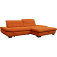 ECKSOFA in Mikrofaser Orange  - Schwarz/Orange, Design, Textil/Metall (290/198cm) - Xora