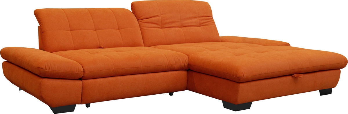 ECKSOFA in Mikrofaser Orange  - Schwarz/Orange, Design, Textil/Metall (290/198cm) - Xora