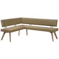 ECKBANK in Holz, Textil Olivgrün, Wildeiche  - Wildeiche/Eichefarben, Design, Holz/Textil (160/170cm) - Venda