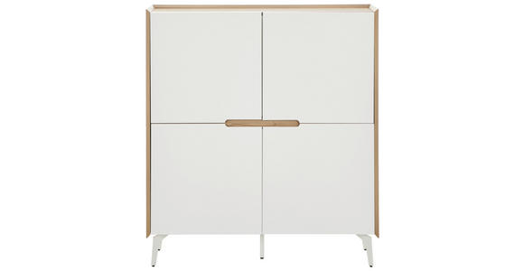 HIGHBOARD Weiß, Eiche Artisan Einlegeböden  - Eiche Artisan/Weiß, Design, Holzwerkstoff/Metall (110/124/40cm) - Carryhome