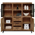 HIGHBOARD 135/140/40 cm  in Naturfarben, Hellbraun  - Hellbraun/Schwarz, Design, Glas/Holz (135/140/40cm) - Carryhome