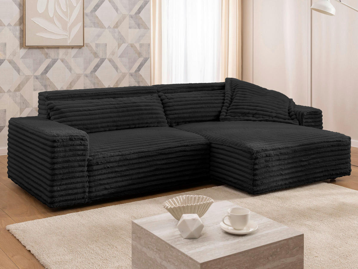 ECKSOFA Curduroy in Cord Anthrazit Rückenkissen  251/142 cm  - Anthrazit/Schwarz, Design, Kunststoff/Textil (251/142cm) - P & B
