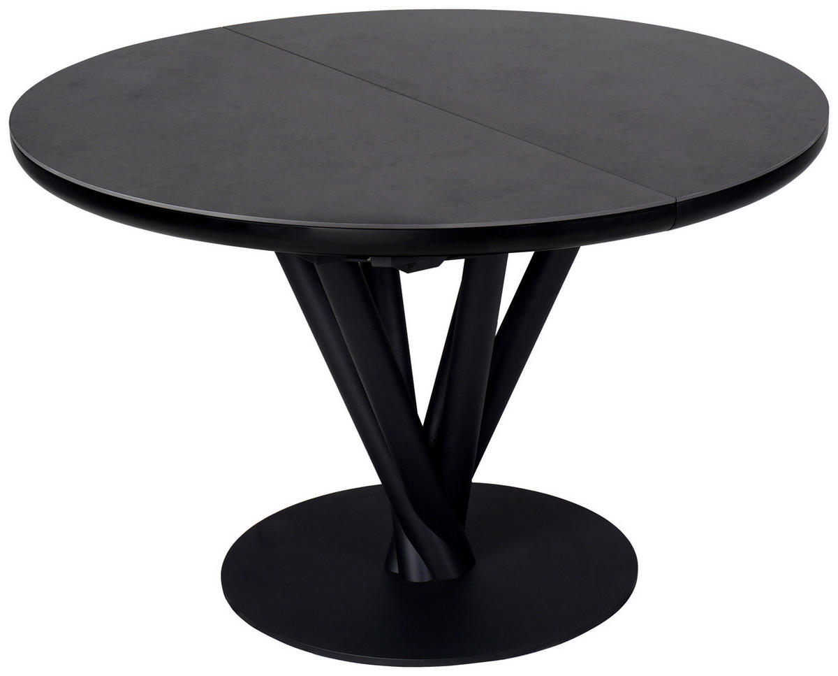 ESSTISCH Dunkelgrau rund  ausziehbar  - Dunkelgrau/Schwarz, Design, Keramik/Holzwerkstoff (120-160/120/76cm) - Novel
