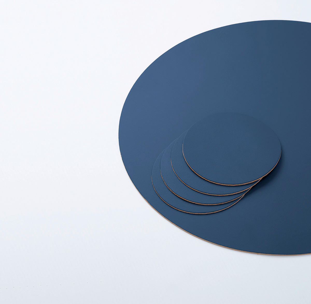 GLASUNTERSETZER  - Blau, Basics, Leder (11/11/0.2cm)