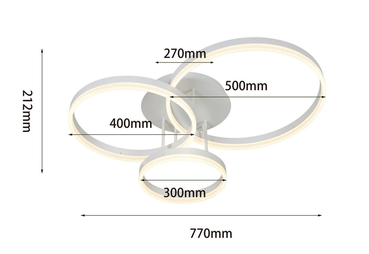 LED-DECKENLEUCHTE 75/38/22,5 cm   - Weiß, Design, Kunststoff/Metall (75/38/22,5cm)