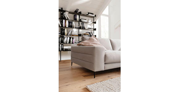 ECKSOFA  in Velours Sandfarben Rücken echt  253/177 cm  - Sandfarben/Schwarz, Design, Textil/Metall (253/177cm) - Dieter Knoll