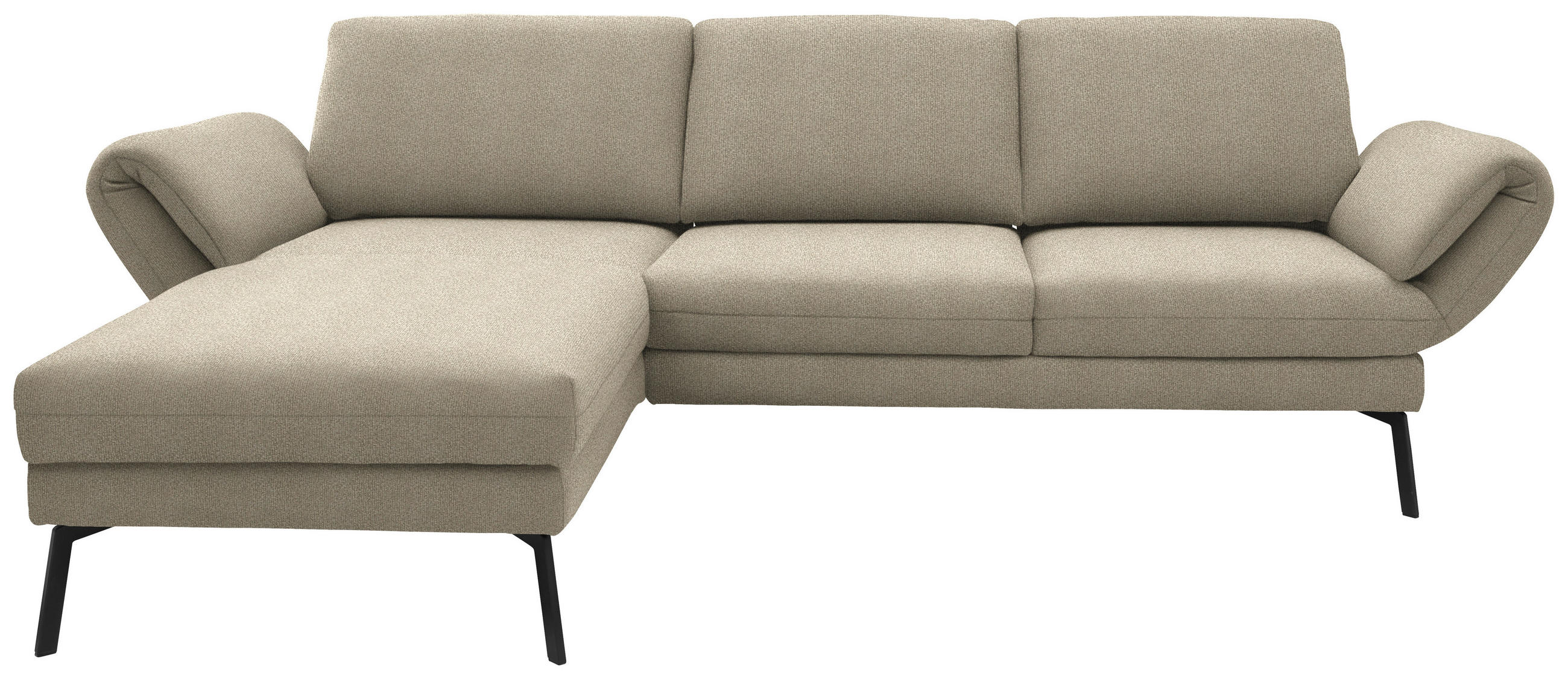 ECKSOFA  in Flachgewebe Beige  175-224/255-365 cm  - Beige/Schwarz, Design, Textil/Metall (175-224/255-365cm) - Dieter Knoll