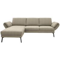 ECKSOFA  in Flachgewebe Beige  175-224/255-365 cm  - Beige/Schwarz, Design, Textil/Metall (175-224/255-365cm) - Dieter Knoll