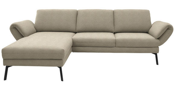 ECKSOFA  in Flachgewebe Beige  175-224/255-365 cm  - Beige/Schwarz, Design, Textil/Metall (175-224/255-365cm) - Dieter Knoll
