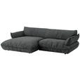 ECKSOFA  in Flachgewebe Anthrazit  185/264 cm  - Anthrazit/Schwarz, Design, Kunststoff/Textil (185/264cm) - Belluti