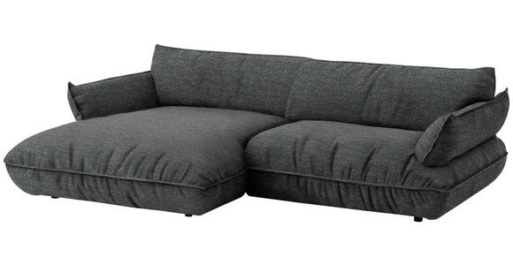 ECKSOFA  in Flachgewebe Anthrazit  185/264 cm  - Anthrazit/Schwarz, Design, Kunststoff/Textil (185/264cm) - Belluti