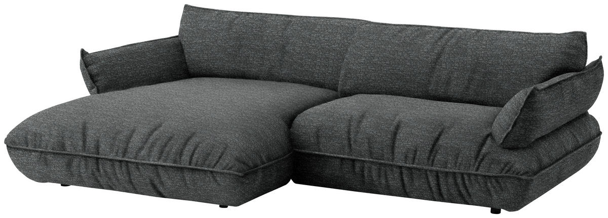 ECKSOFA  in Flachgewebe Anthrazit  185/264 cm  - Anthrazit/Schwarz, Design, Kunststoff/Textil (185/264cm) - Belluti