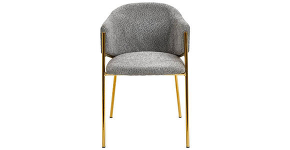 ARMLEHNSTUHL in Eisen Bouclé - Goldfarben/Grau, Design, Textil/Metall (53/78/61cm) - Ambia Home
