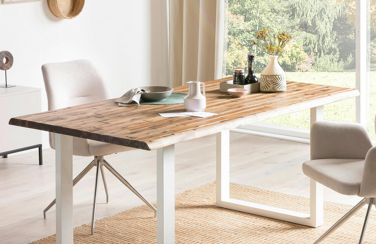ESSTISCH in Holz 180/90/75 cm   - Weiß/Naturfarben, MODERN, Holz/Metall (180/90/75cm) - Livetastic