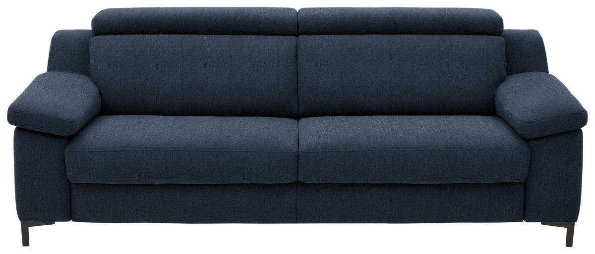 3-SITZER-SOFA in Chenille Blau  - Blau/Schwarz, Design, Textil/Metall (230/104/104cm) - Valdera