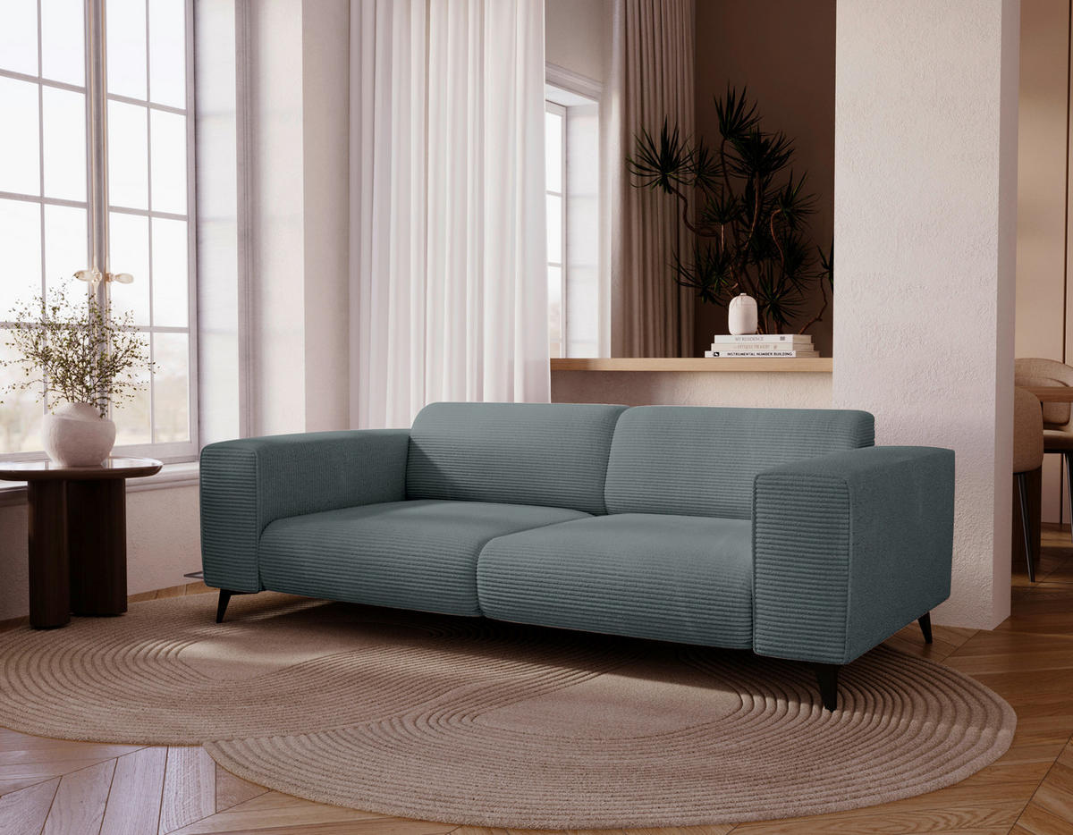 2-SITZER-SOFA Cord Graphitfarben  - Schwarz/Graphitfarben, KONVENTIONELL, Textil/Metall (207/75/104cm) - Carryhome