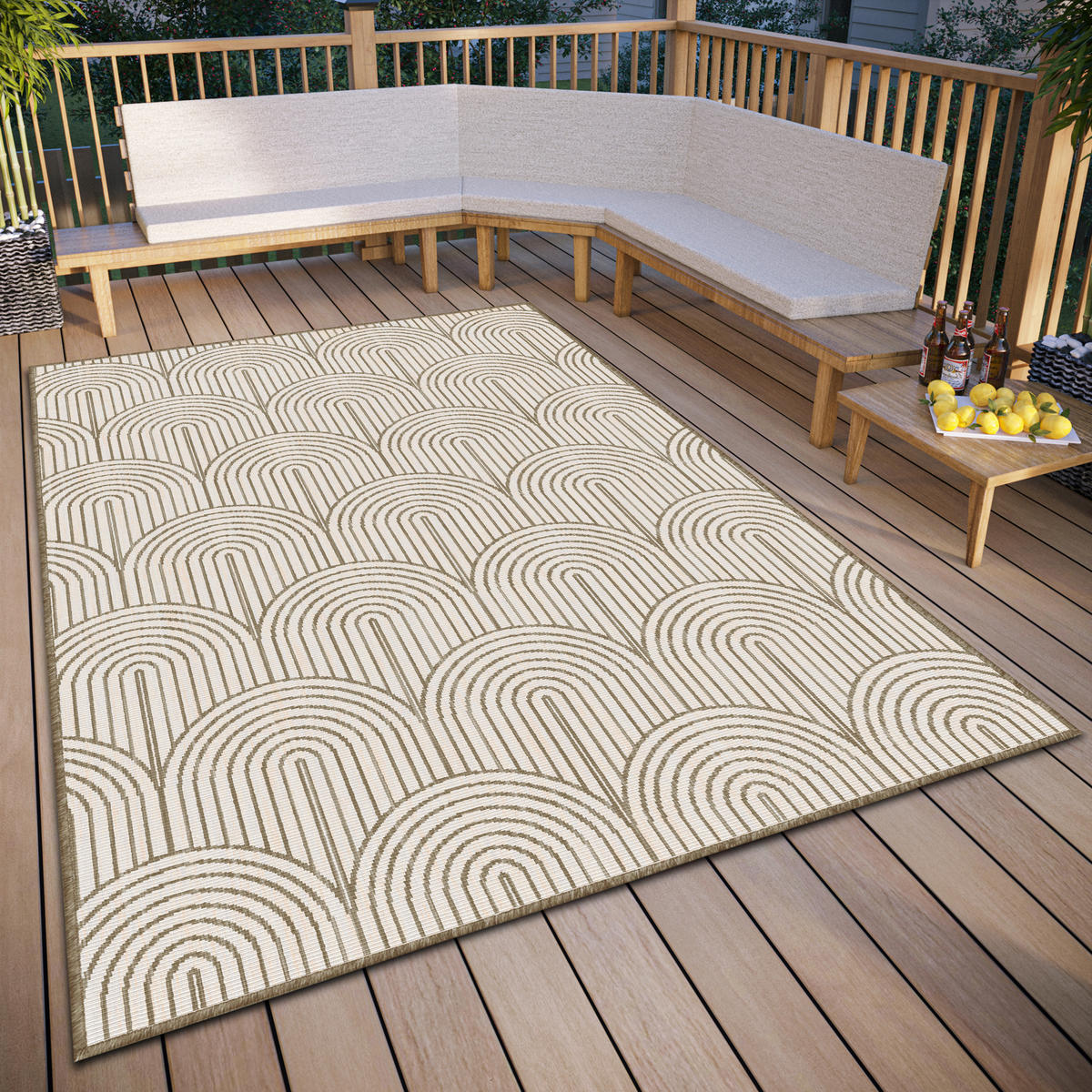 OUTDOORTEPPICH 80/150 cm Pangli Weiß, Cappuccino  - Weiß/Cappuccino, Design, Kunststoff (80/150cm)
