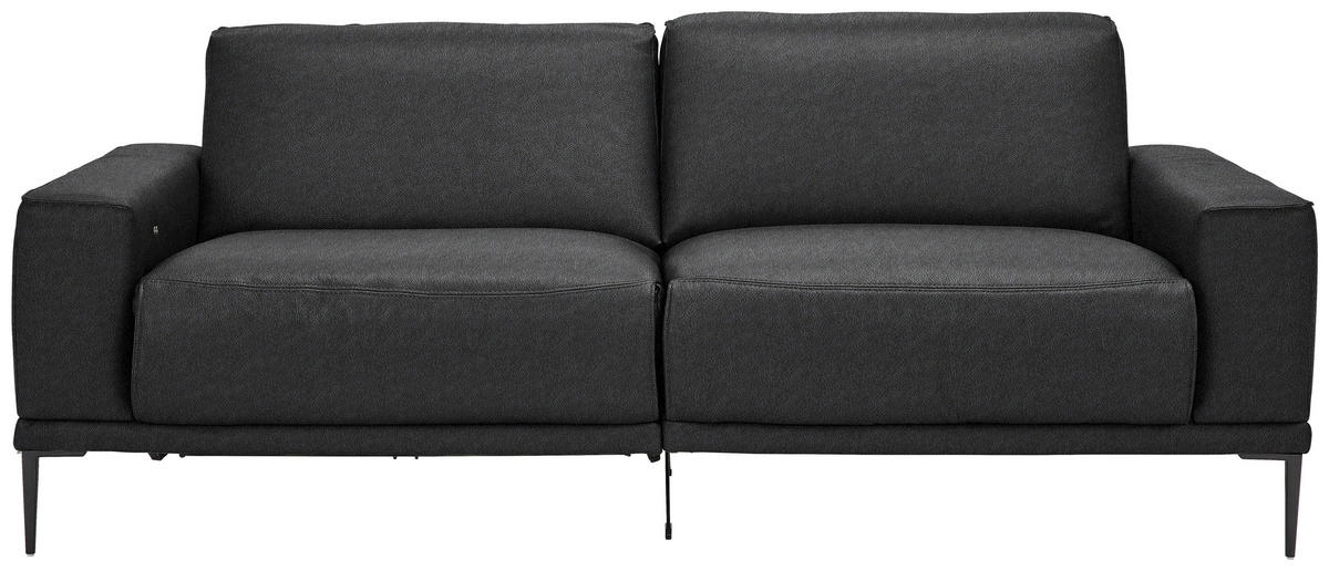 2,5-SITZER in Leder Schwarz  - Schwarz, Design, Leder/Metall (200/102/92cm) - Johann Jakob