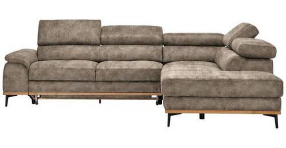 ECKSOFA in Lederlook Hellbraun  - Hellbraun/Schwarz, Natur, Holz/Textil (282/226cm) - Novel