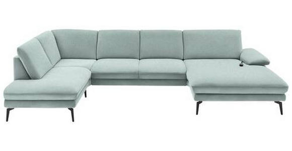 WOHNLANDSCHAFT in Webstoff Mintgrün - Schwarz/Mintgrün, Design, Textil/Metall (208/344/180cm) - Dieter Knoll