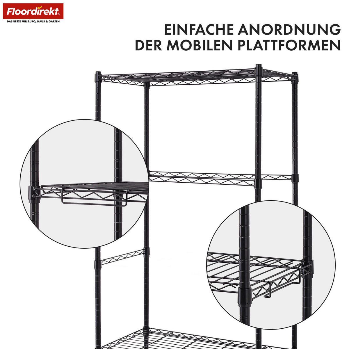 SCHWERLASTREGAL 75/170/40 cm  - Schwarz, Basics, Metall (75/170/40cm) - Floordirekt