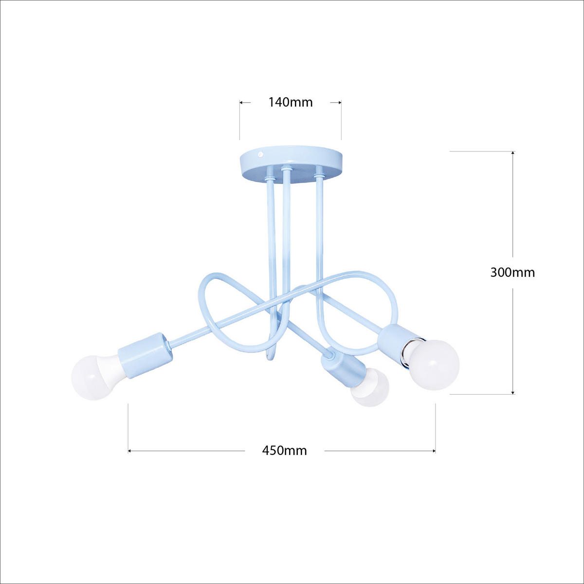 KINDERDECKENLEUCHTE Oxford   - Pastellblau, KONVENTIONELL, Metall (30/45/45cm)