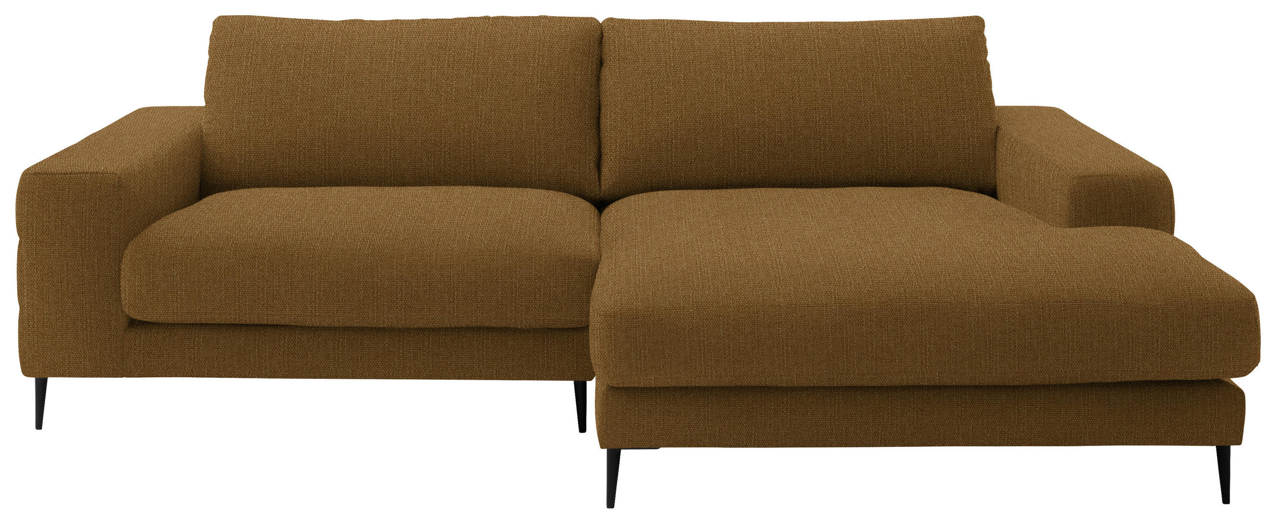 ECKSOFA in Flachgewebe Goldfarben  253/177 cm  - Goldfarben/Schwarz, Design, Textil/Metall (253/177cm) - Dieter Knoll