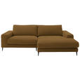 ECKSOFA  in Flachgewebe Goldfarben  253/177 cm  - Goldfarben/Schwarz, Design, Textil/Metall (253/177cm) - Dieter Knoll
