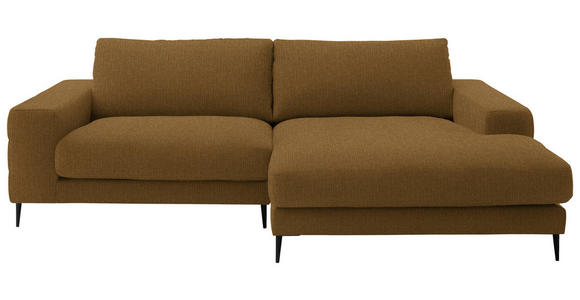 ECKSOFA  in Flachgewebe Goldfarben  253/177 cm  - Goldfarben/Schwarz, Design, Textil/Metall (253/177cm) - Dieter Knoll