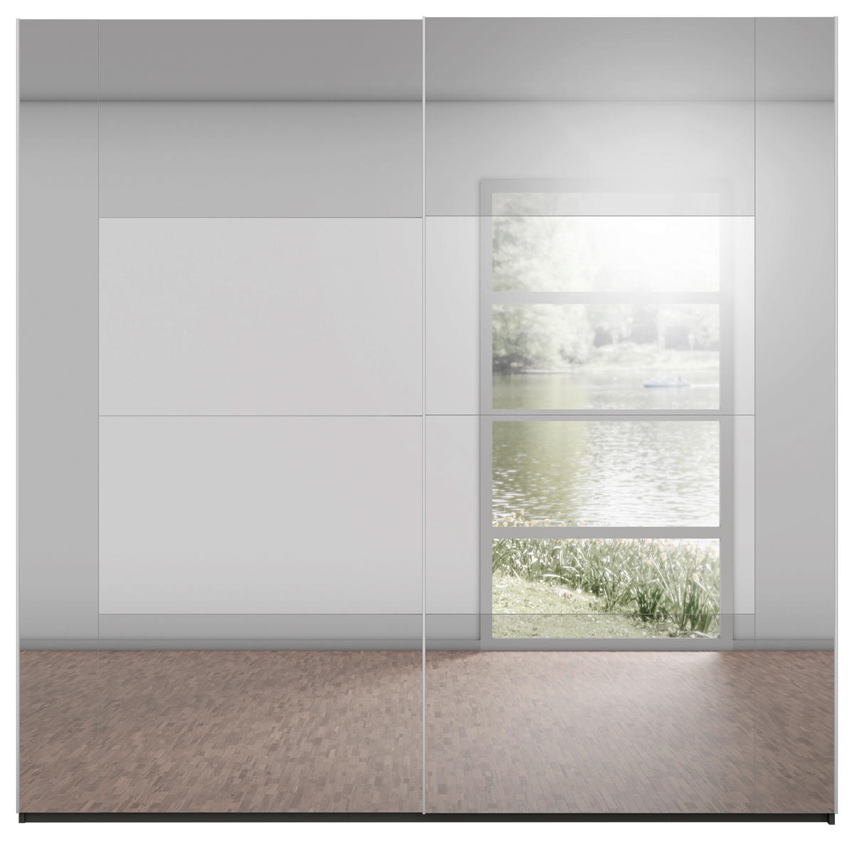 SCHWEBETÜRENSCHRANK 226/223/68 cm 2-türig Graphitfarben, Grau  - Graphitfarben/Grau, Design, Glas/Holzwerkstoff (226/223/68cm) - Xora