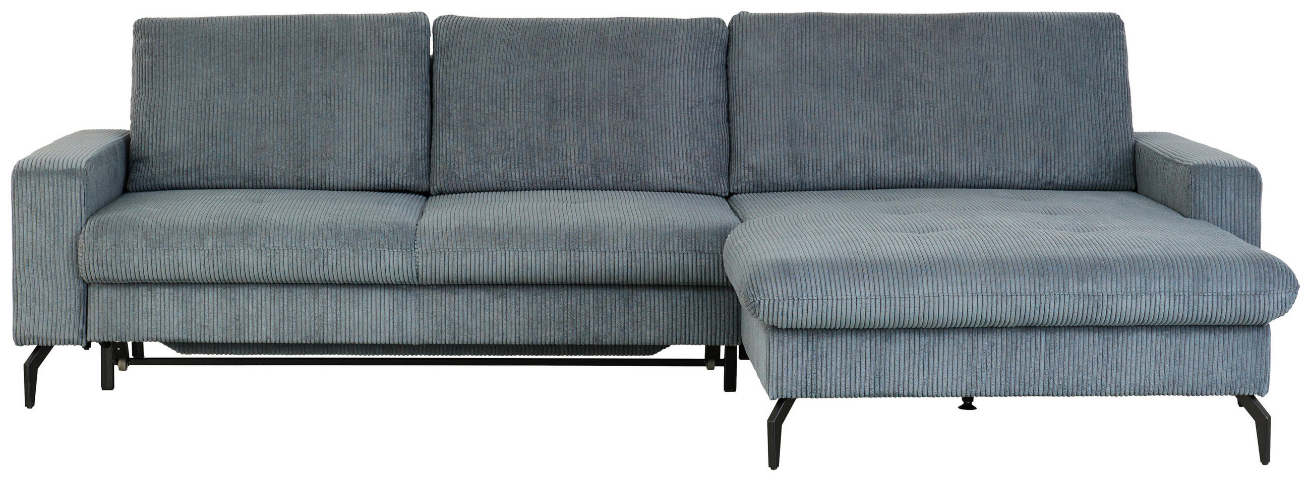ECKSOFA in Cord Graphitfarben  - Schwarz/Graphitfarben, Design, Textil/Metall (302/180cm) - Venda