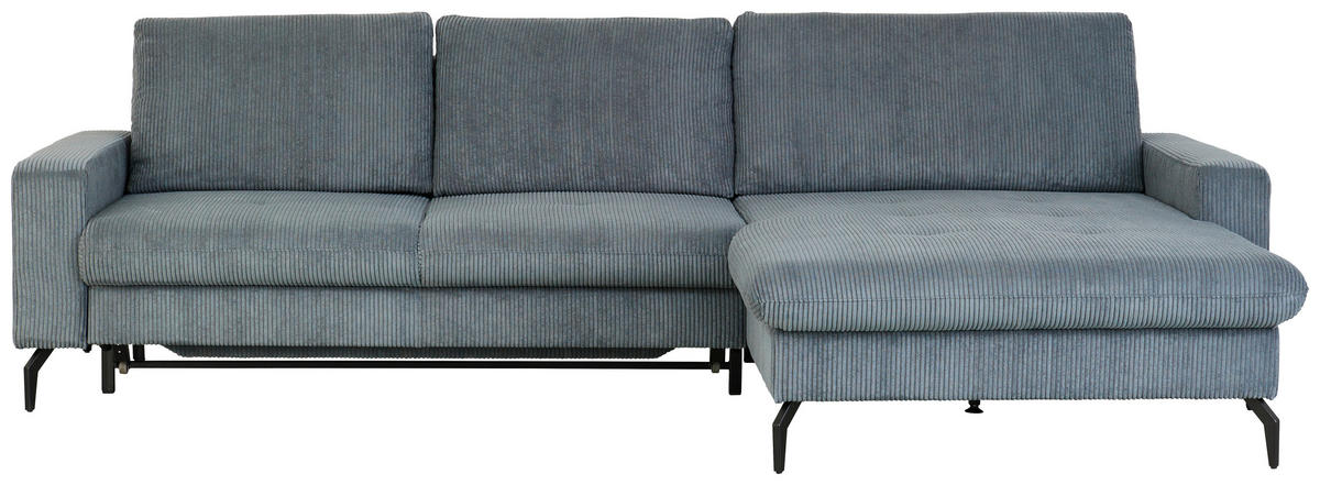ECKSOFA in Cord Graphitfarben  - Schwarz/Graphitfarben, Design, Textil/Metall (302/180cm) - Venda
