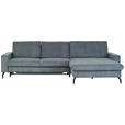 ECKSOFA in Velours, Cord Graphitfarben  - Schwarz/Graphitfarben, Design, Textil/Metall (302/180cm) - Venda