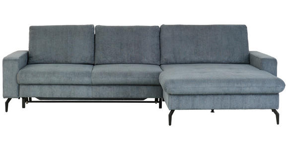 ECKSOFA in Velours, Cord Graphitfarben  - Schwarz/Graphitfarben, Design, Textil/Metall (302/180cm) - Venda