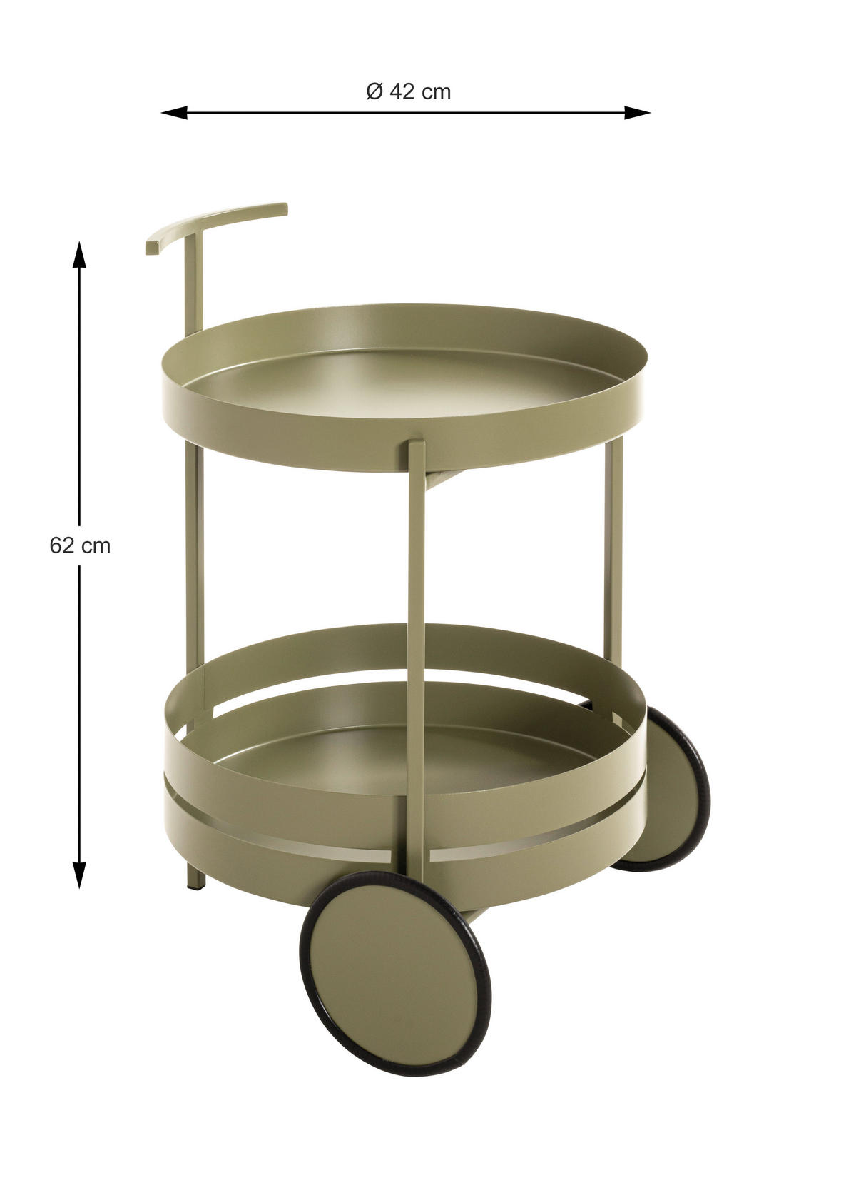 SERVIERWAGEN Hellgrün  - Hellgrün, Design, Metall (42/42/61cm)
